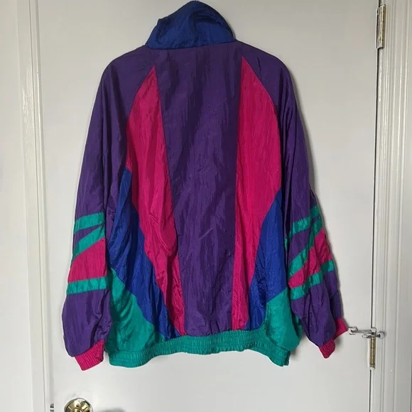 Used / パープルアウター Vintage Adidas Half Zip Vented Windbreaker Purple and Green